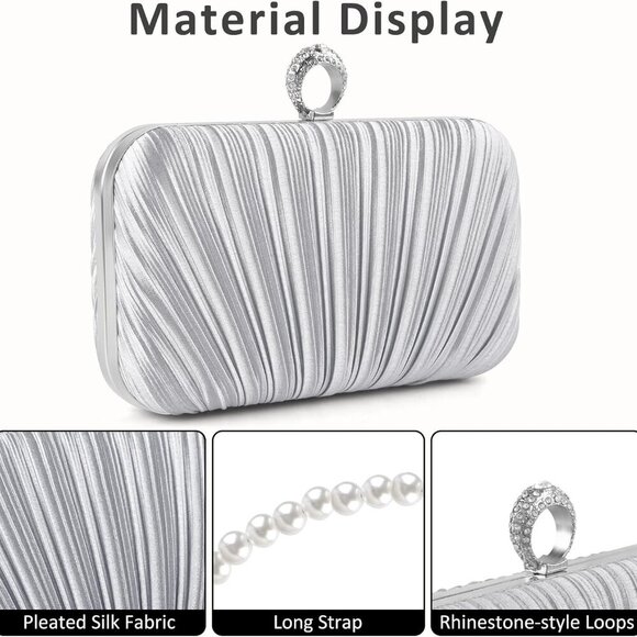 Women's Evening Bag Clutch Purse, Handbag Chain Strap Shoulder Bag for Wedding P - Picture 3 of 7